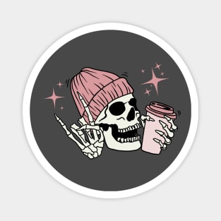 Skeleton Drinking Coffee Magnet